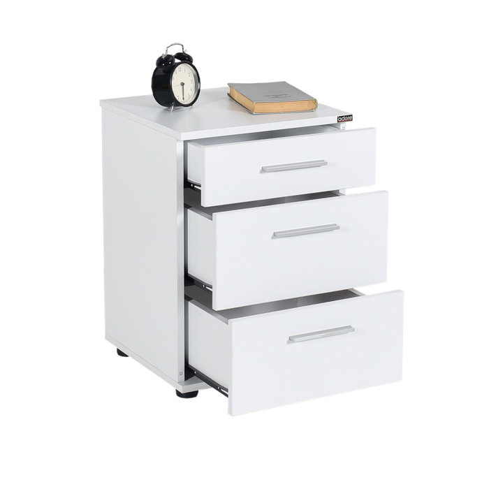 Hanah Home Mesita de Noche Kmd-530-Bb-1 Blanca 3 Cajones